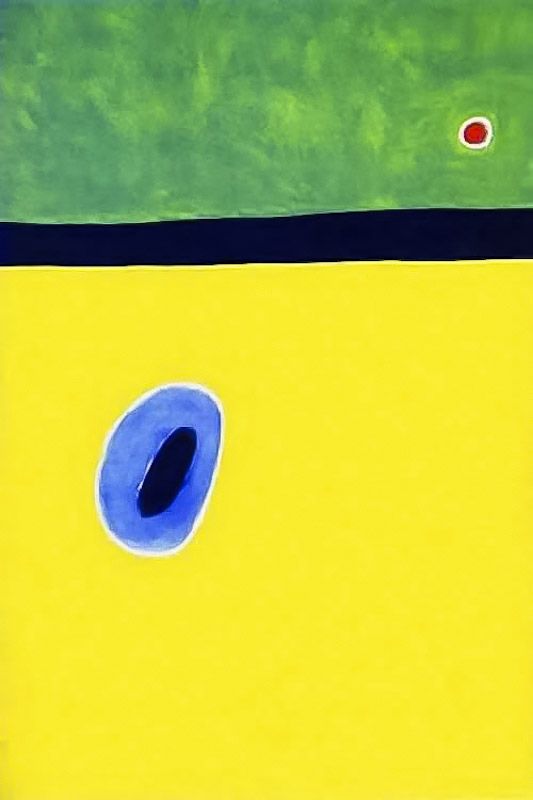 Joan Miró - El ala de la alondra aureolada de azul de oro llega al corazón de una amapola adormilada sobre el prado engalanado de diamantes, 1967 - Oil on canvas